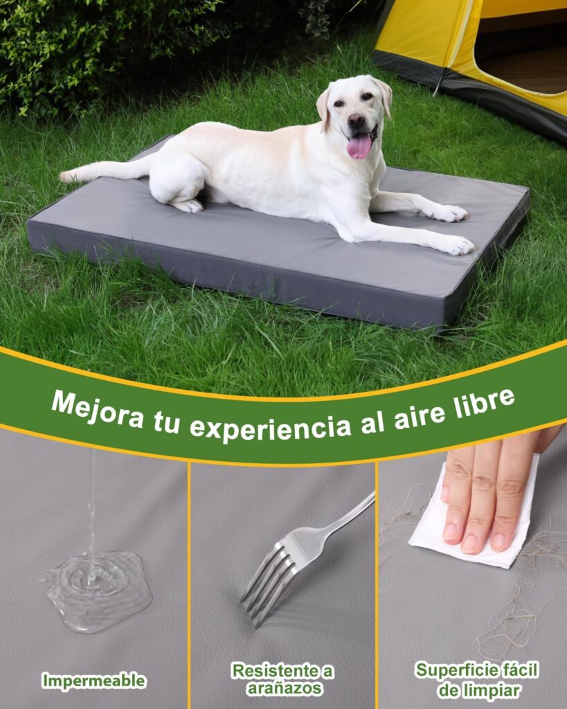 Favodormir Ortopédica Cama Perros Grande Impermeable,Doble Cara De Cuero Sintético,Colchón Perro,Dog Bed,Funda Extraíble Lavable,Colchoneta,Gris,104x68x8cm