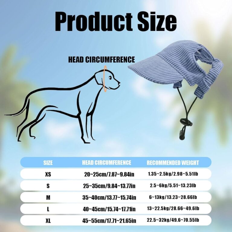 Gorra de béisbol para perros, ajustable, para verano, protección solar, sombrero con agujeros para las orejas, gorro de verano para cachorros (azul, XL)