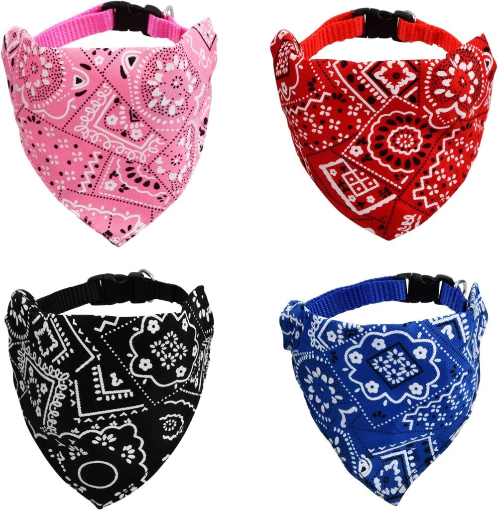 4Pcs Bandanas de Perros,Pañuelos para Perros,Bufanda de Mascota Ajustable