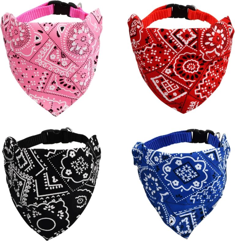 4Pcs Bandanas de Perros,Pañuelos para Perros,Bufanda de Mascota Ajustable