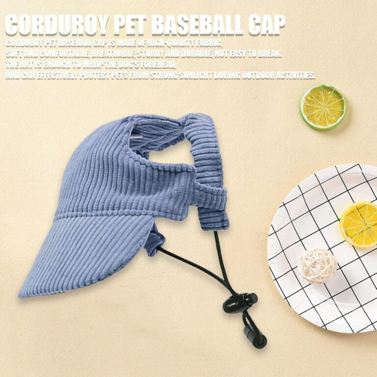 Gorra de béisbol para perros, ajustable, para verano, protección solar, sombrero con agujeros para las orejas, gorro de verano para cachorros (azul, XL)
