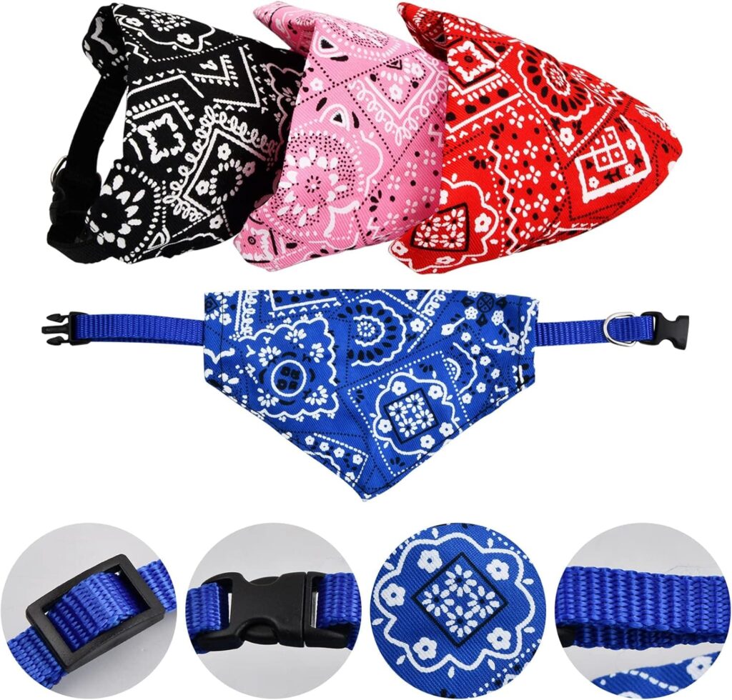 4Pcs Bandanas de Perros,Pañuelos para Perros,Bufanda de Mascota Ajustable