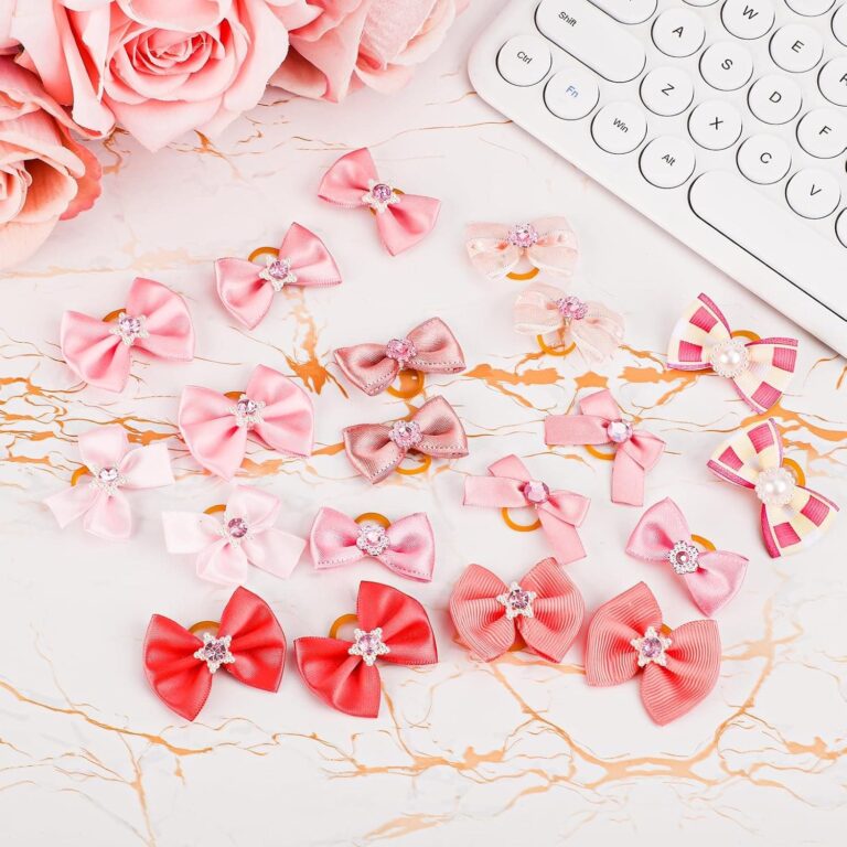 PEUTIER 20uds Lazos para Perros con Bandas de Goma, Elásticos Lazos para el Pelo de Perros Varios Estilos