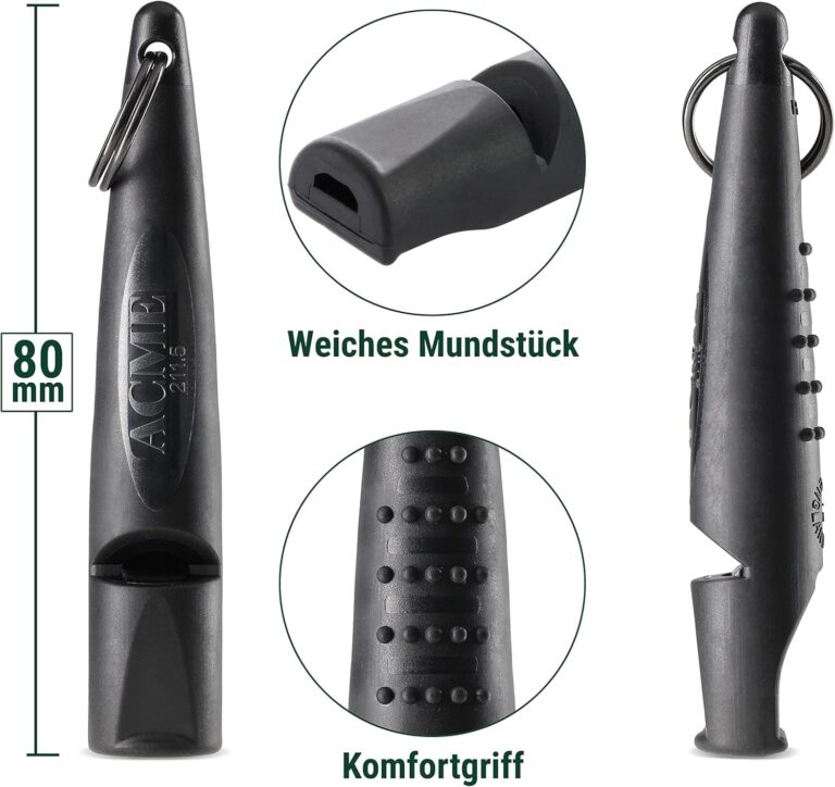 ACME Silbato para Perros n.º 211,5 (actualización de 2023) con Banda de Silbato en Negro Mate | Alpha | Ideal para la devolución de Llamada | Gran Alcance | frecuencia estandarizada (Negro)