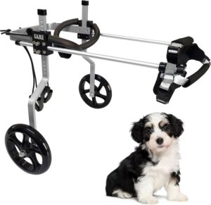 KAJILE Silla de Ruedas ajustanble de 2 Ruedas Para Perros Pequeños,Tamaño XXXS-3 Rara La Rehabilitación de las patas traseras